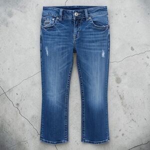 Miss Me Designer Capri Jeans JP6092P Blue Distressed Embellished   Women Size 28